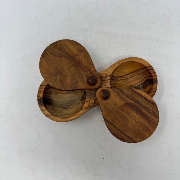 Handcrafted Olive Wood Dual Salt Box | Double Swivel Lid Spice Cellar - Picture 3 of 6